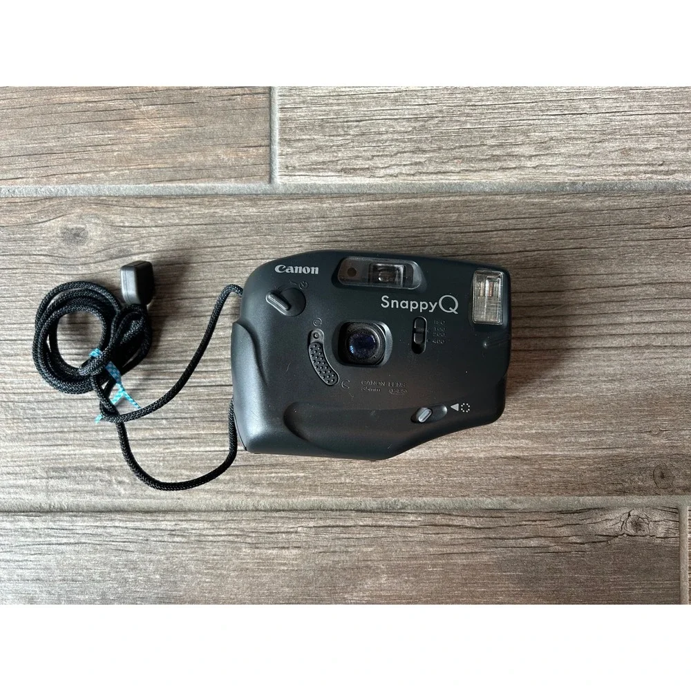 Canon Snappy Q 35mm Film Camera Black Fixed 35mm Lens Point and Shoot Vintage